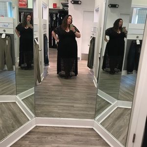 Black lace dress with black body con dress under